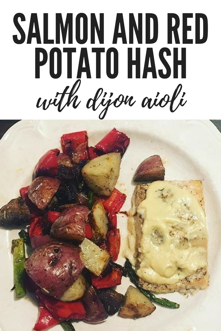 Salmon and red potato hash with dijon aioli