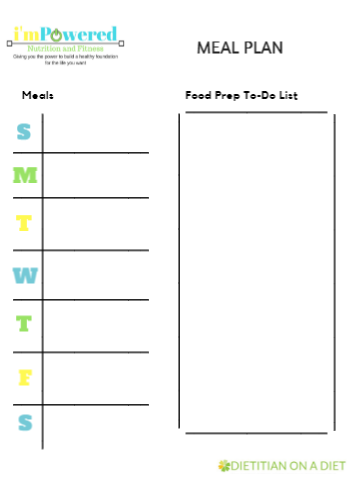 Free printable meal plan worksheet with shopping list